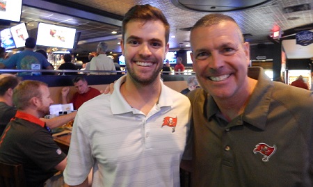 Winners of the "I Love Steve Duemig" contest at Joe's 2016 NFL Draft party at Draft Picks in Clearwater.