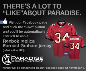 Click here to "Like" Paradise Worldwide Transportation and be registered to win.