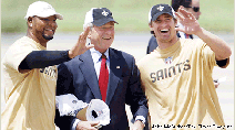"W" Proposed Waterboarding The Saints Pathetic Defense During A Recent Visit with Deuce McAllister And Drew Brees