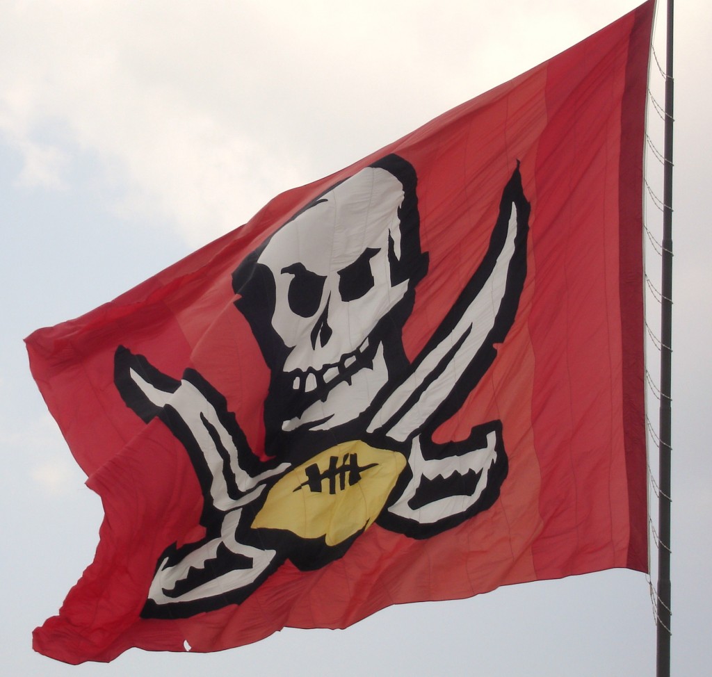 Giant Bucs battle flag just outside the practice fields.