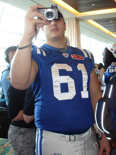 Colts guard Jamey Richard videos Joe taking his picture.