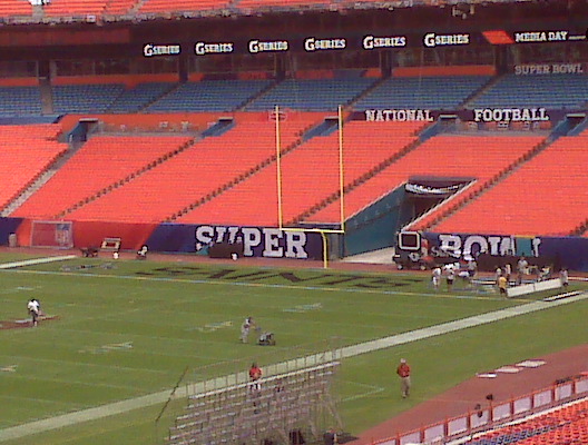 Preparations were in full swing this morning to get the Sun Life Stadium field ready for the Super Bowl