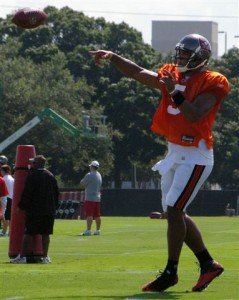 Nobody could have been happier than Josh Freeman yesterday after news of Penn's deal. JoeBucsFan.com photo by Kyra Hallett