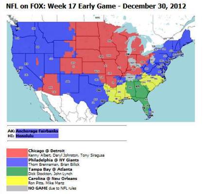 TV Broadcast Map Of Bucs-Dixie Chicks -  - Tampa Bay