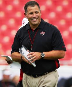 Former Bucs commander Greg Schiano intense as ever.