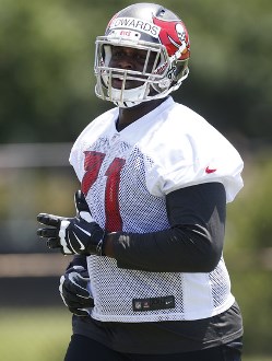 Bucs rookie G Kadeem Edwards worked exclusively with the first team offense today.