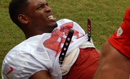 Emerging Bucs wide receiver Tommy Streeter was taken down by cramps late in practice today. 