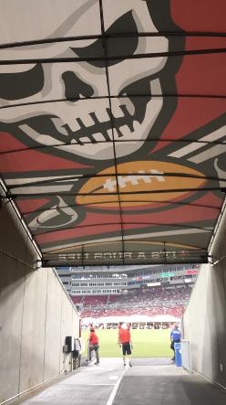 What the Bucs tunnel looked like last night after the team has taken the field and the smoke and flamethrowers have been cleared out. 