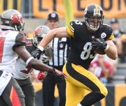 The Bucs have yet to figure out how to cover a tight end this year, evidenced by how Steelers TE Heath Miller ran wild on them today.
