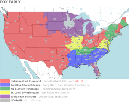 TV Map for Bucs-Lions
