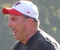 Bucs D-line coach Joe Cullen is known for relentless hollering at players