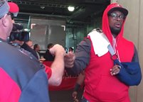 Bucs DT Gerald McCoy's left arm was in a sling at Sunday's game. (Photo courtesy of Chris Fischer/WTSP-TV)