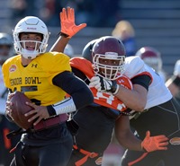 Eastern Kentucky edge rusher Noah Spence shined at the Senior Bowl, but not since.
