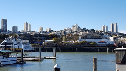 The skyline of San Francisco as seen from Pier 39.