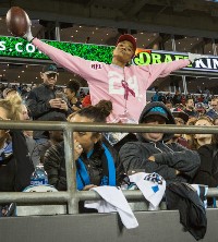 Miko Grimes was quiet happy with her husband's play Monday night, and made sure Stinking Panthers fans knew it.